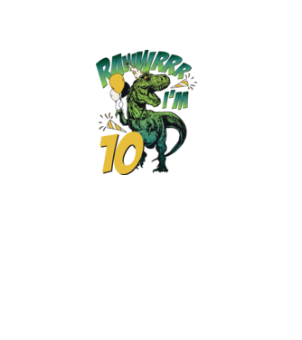 'Birthday Dinosaur rawww i''m 10' model alb pe tricou