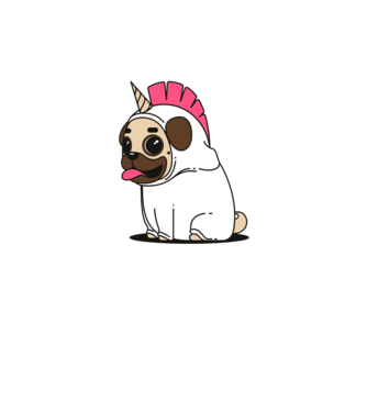 Pug Unicorn model galben neon pe tricou