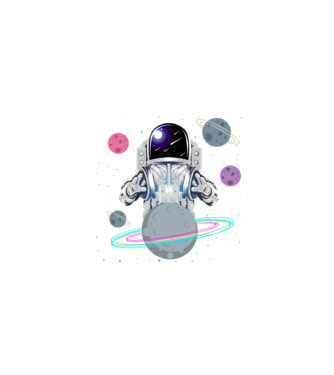 Astronaut planets model negru pe tricou