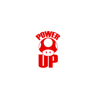Power up model alb pe tricou