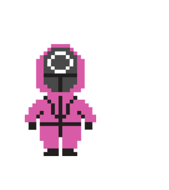 squid game pixel model alb pe tricou