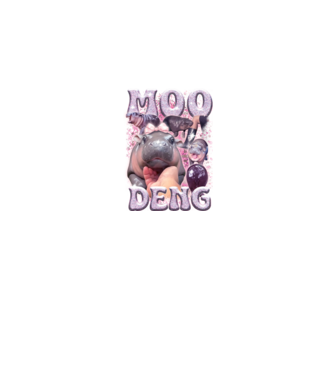 MOO DENG baby hippo model negru pe tricou