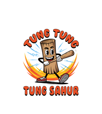 Tung Tung Tung Sahur drăguț model alb pe tricou