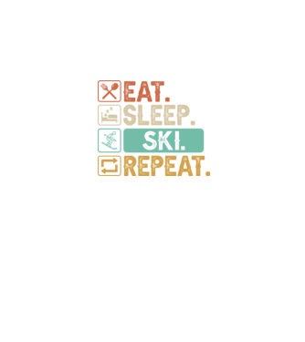 Eat Sleep SKI Repeat model negru pe tricou