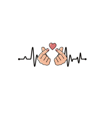 Kpop heartbeaT model alb/roșu pe tricou