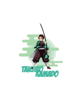 Demon Slayer Tanjiro model alb pe tricou