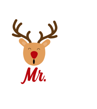Mr. Reindeer Christmas couple model negru pe tricou