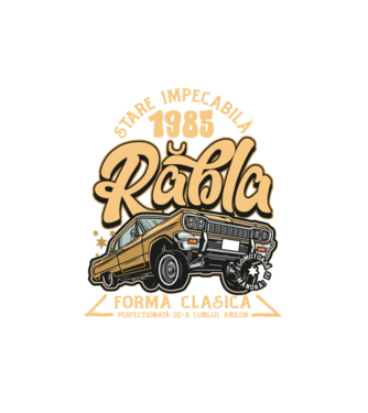Rablă 1985 model alb pe tricou