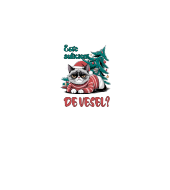 Este suficient de vesel? pisică Crăciun model alb pe tricou