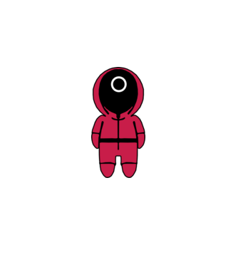 squid game figure model negru pe tricou
