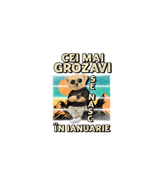 RETRO teddy IANUARIE model negru pe tricou