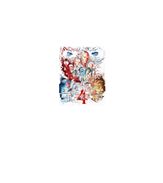 stranger things poster model albastru jeanși pe tricou