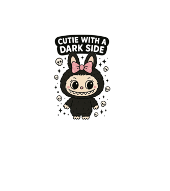 Cutie with a dark side model alb pe tricou