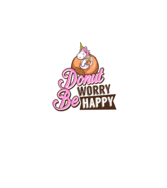 Donut worry be happy model alb pe tricou