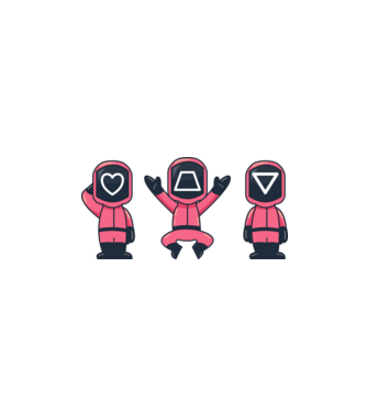 cute squid game toys model negru pe tricou