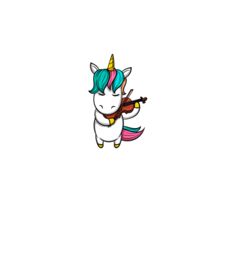Unicorn Violin model alb pe tricou