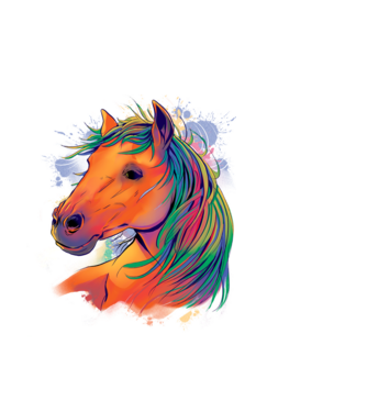 Colorful Horse model negru pe tricou