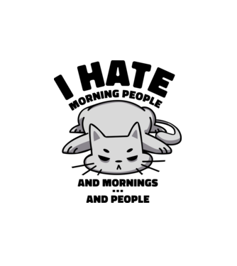 I hate morning people antisocial cat model alb pe tricou