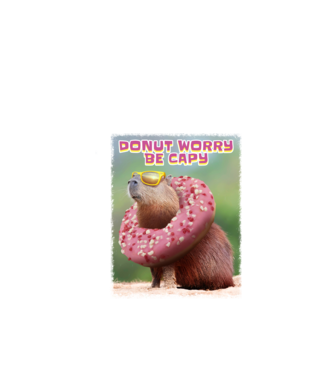Capybara Donut worry be capy model alb pe tricou