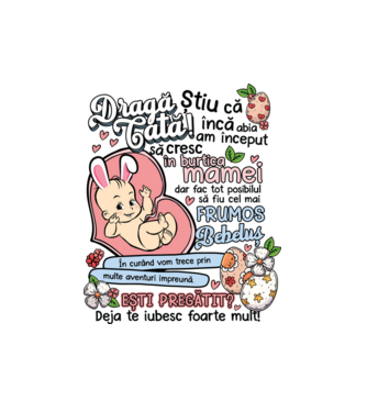 Paști Dragă tată model alb pe tricou