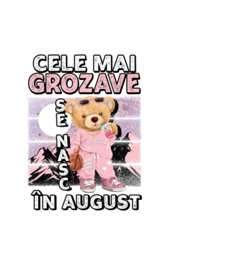 RETRO teddy fetişcană AUGUST model alb pe tricou