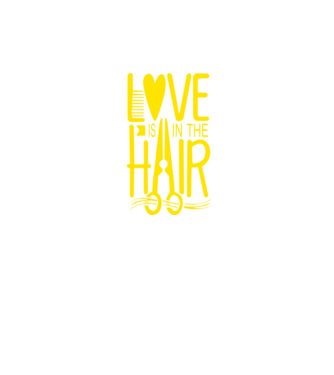 Love is in the hair model negru pe tricou