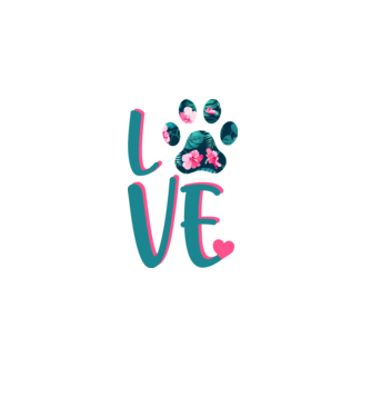 LOVE CÂINI model alb pe tricou