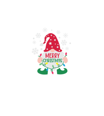 Merry christmas gnome model negru pe tricou
