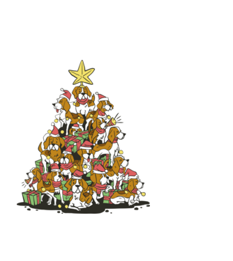 beagle christmas tree model negru pe tricou