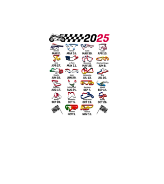 MOTOGP 25 CALENDAR alb model alb pe tricou