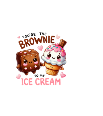 Brownie to my Ice Cream model alb pe tricou