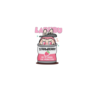 Strawberry Labubu model alb pe tricou