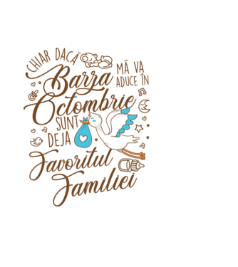 Favoritul familiei OCTOMBRIE model albastru deschis pe tricou