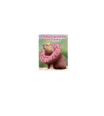 Capybara Donut worry be capy model alb pe tricou