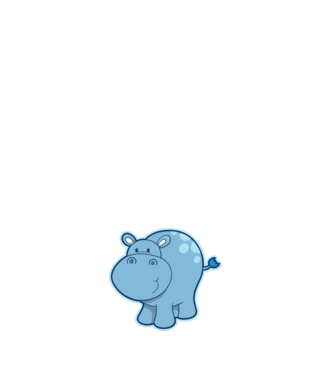 Cartoon hippo model negru pe tricou