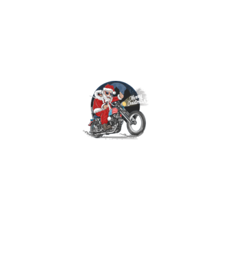 Santa Motocicletă Merry Christmas model negru pe tricou
