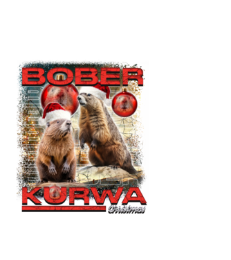 Bober kurwa christmas universe model negru pe tricou
