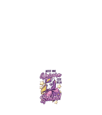Acest mic unicorn este deja școlar model negru pe tricou