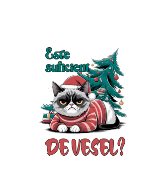 Este suficient de vesel? pisică Crăciun model alb pe tricou