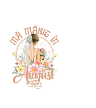 mă mărit - în august model alb pe tricou