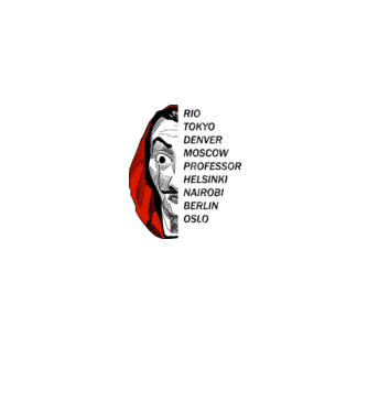 classic logo money heist white model gri pe tricou
