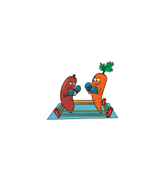 sausage vs carrot model gri pe tricou