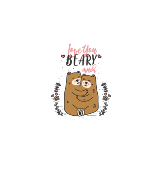 LoveU BEARY much model alb pe tricou