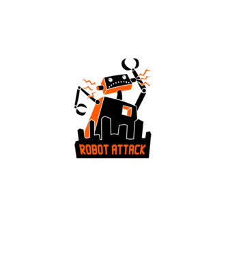 Robot Attack model alb pe tricou