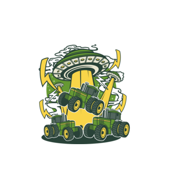 TRACTOR model alb pe tricou