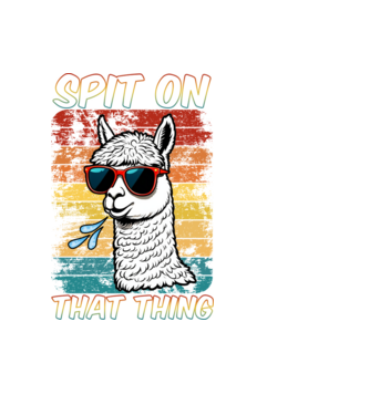 Spit on that thing llama rainbow Hawk Tuah model negru pe tricou