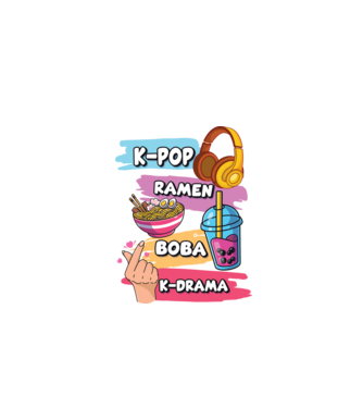 K-POP RAMEN BOBA K-DRAMA model negru pe tricou