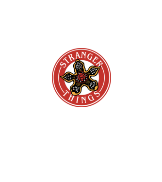 stranger things logo bucks model albastru jeanși pe tricou