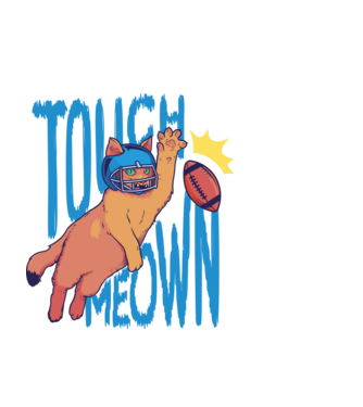 Touch Meow model negru pe tricou
