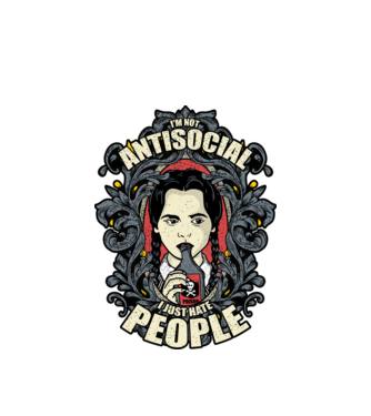 WEDNESDAY - Just hate people model alb pe tricou
